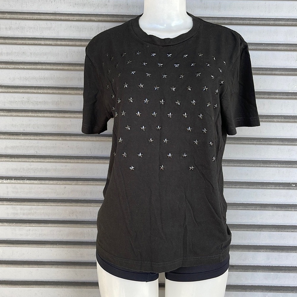 Guess Black Tee Star Studs Size S